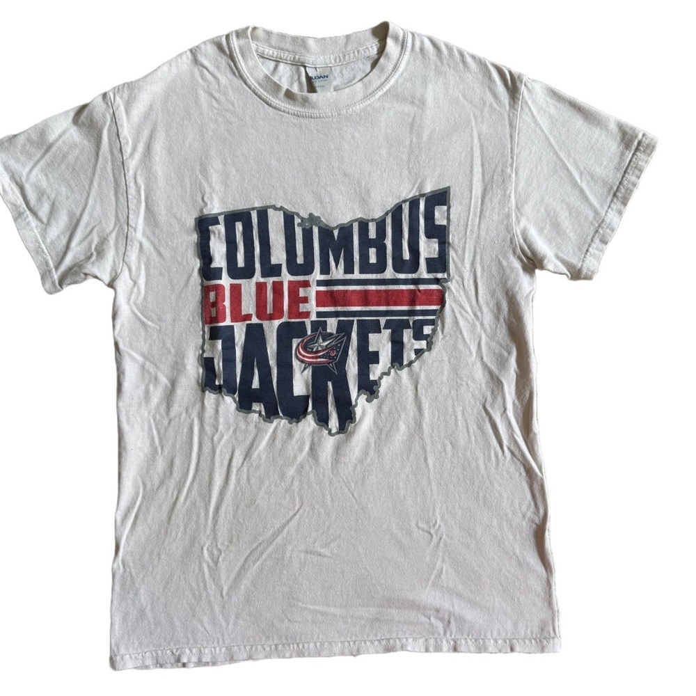 COLUMBUS BLUE JACKETS/NHL WHITE VINTAGE 2017 TEAM SCHEDULE UNISEX GRAPHIC TEE